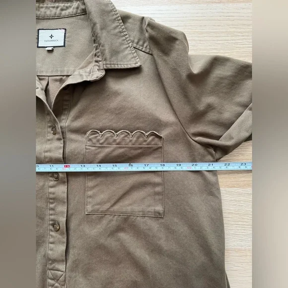 Tuckernuck Callahan Shirt Dress Sea Green Chino Cotton Button Front Size L - Picture 7 of 15